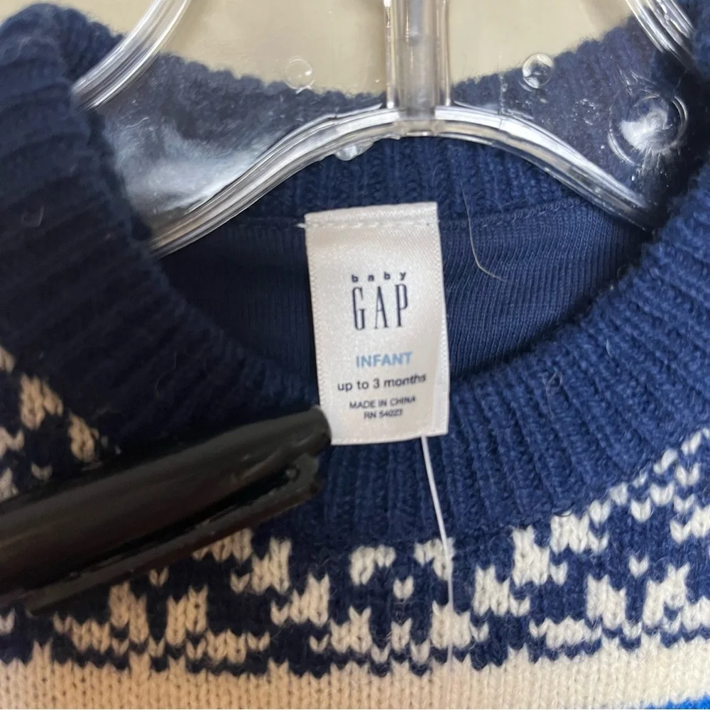 VINTAGE NWT ‘04 Baby Gap 3 months Lined Lambs wool sweater‎ blue fair isle
